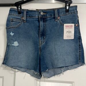Signature by Levi Strauss Blue Heritage High Waist Denim Shorts